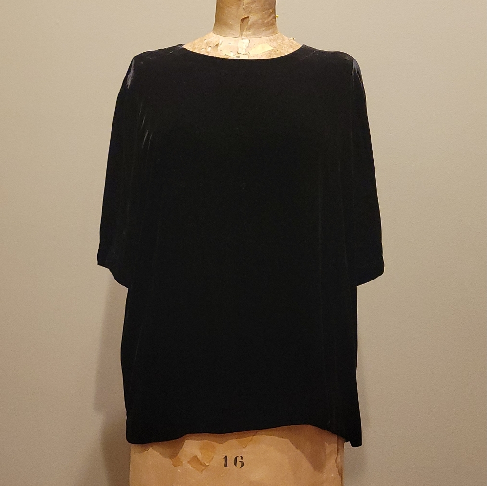 Eileen Fisher Silk Rayon Velvet Boat neck Top